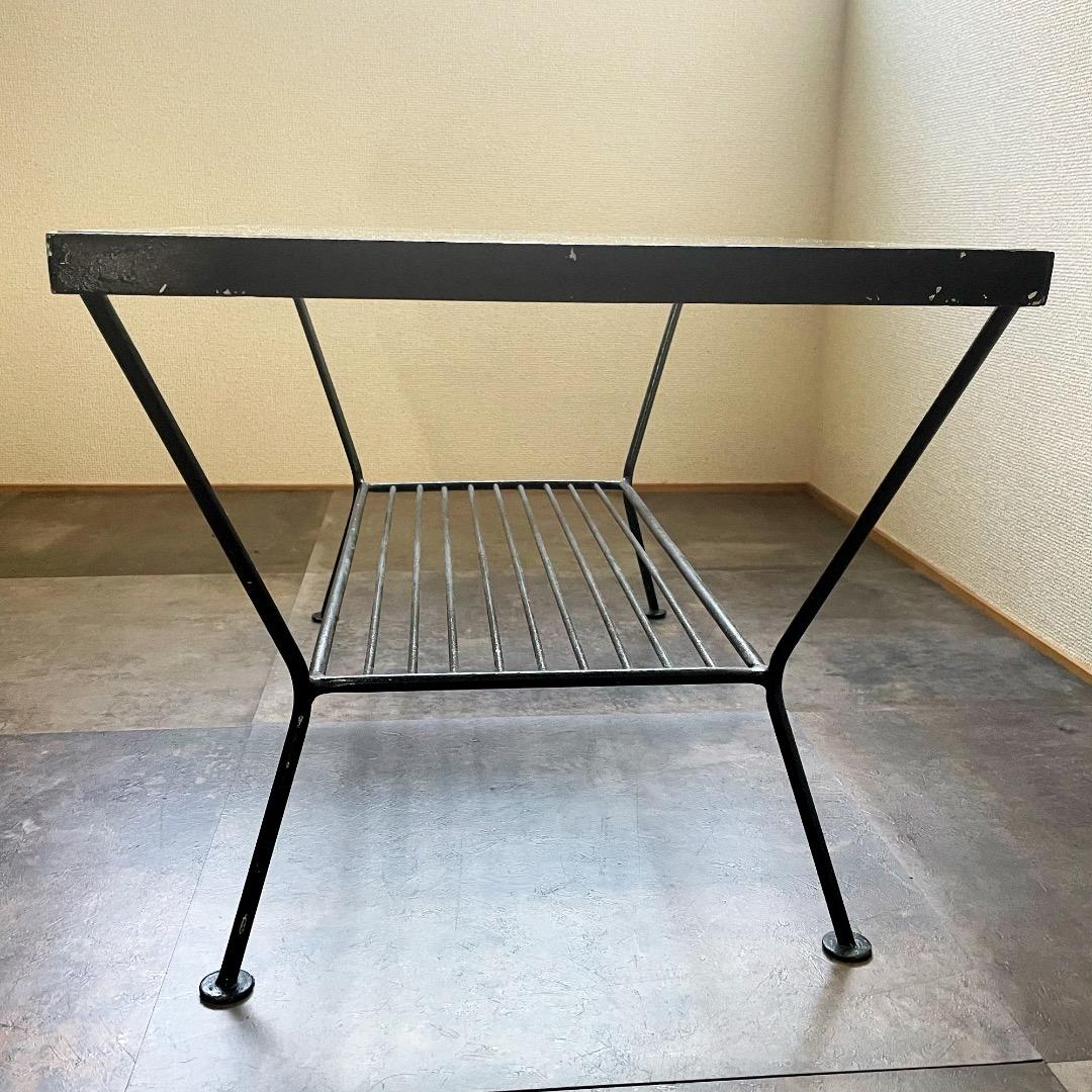 unico “EDDY” ガラス×アイアン ローテーブル 黒 透明 鉄