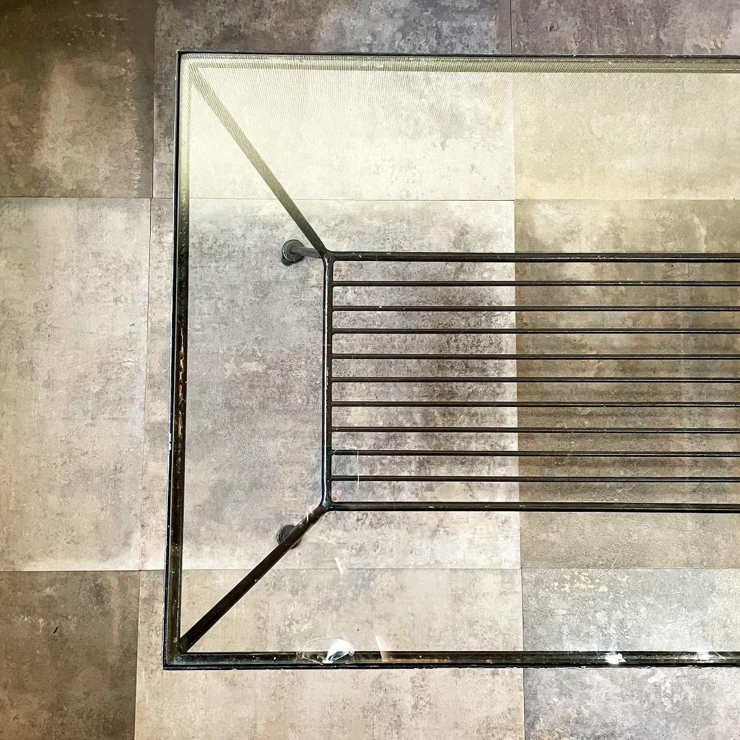 unico “EDDY” ガラス×アイアン ローテーブル 黒 透明 鉄