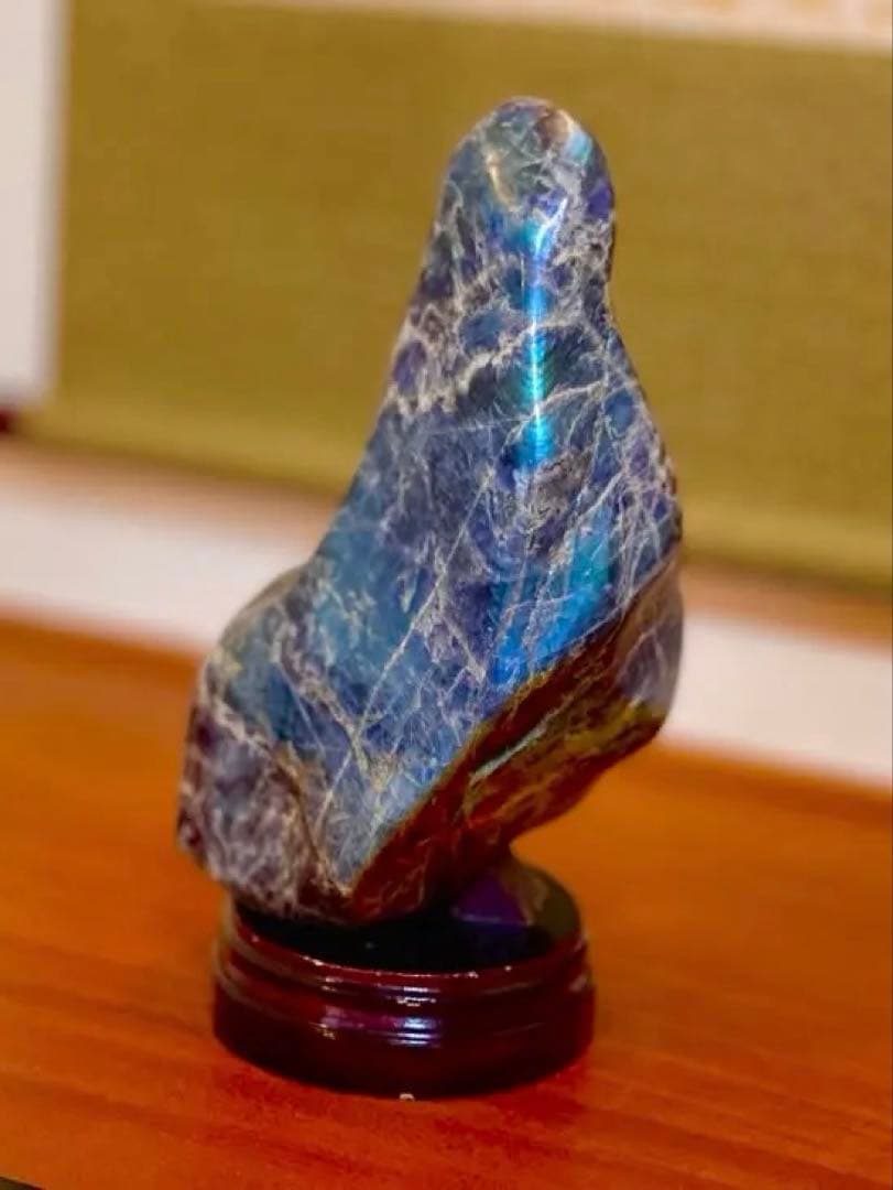 ラブラドライト　原石　ルース　青色と黒色の石の置物 約30cm