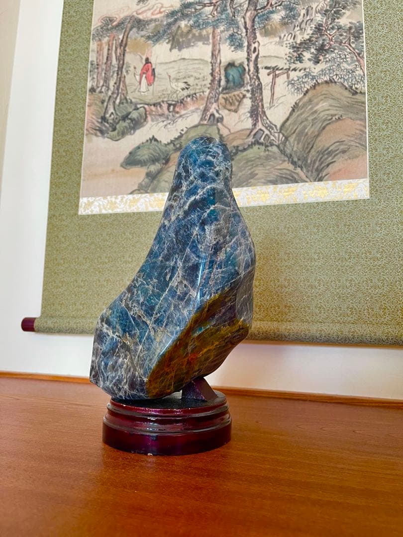 ラブラドライト　原石　ルース　青色と黒色の石の置物 約30cm