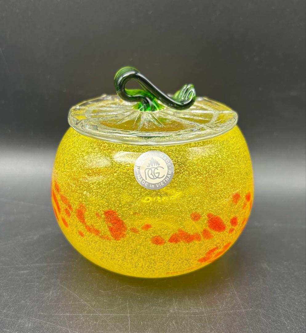 琉球ガラス　泡カレット　菓子入れ　キャニスター　レッド　イエロー　ブルー　未使用