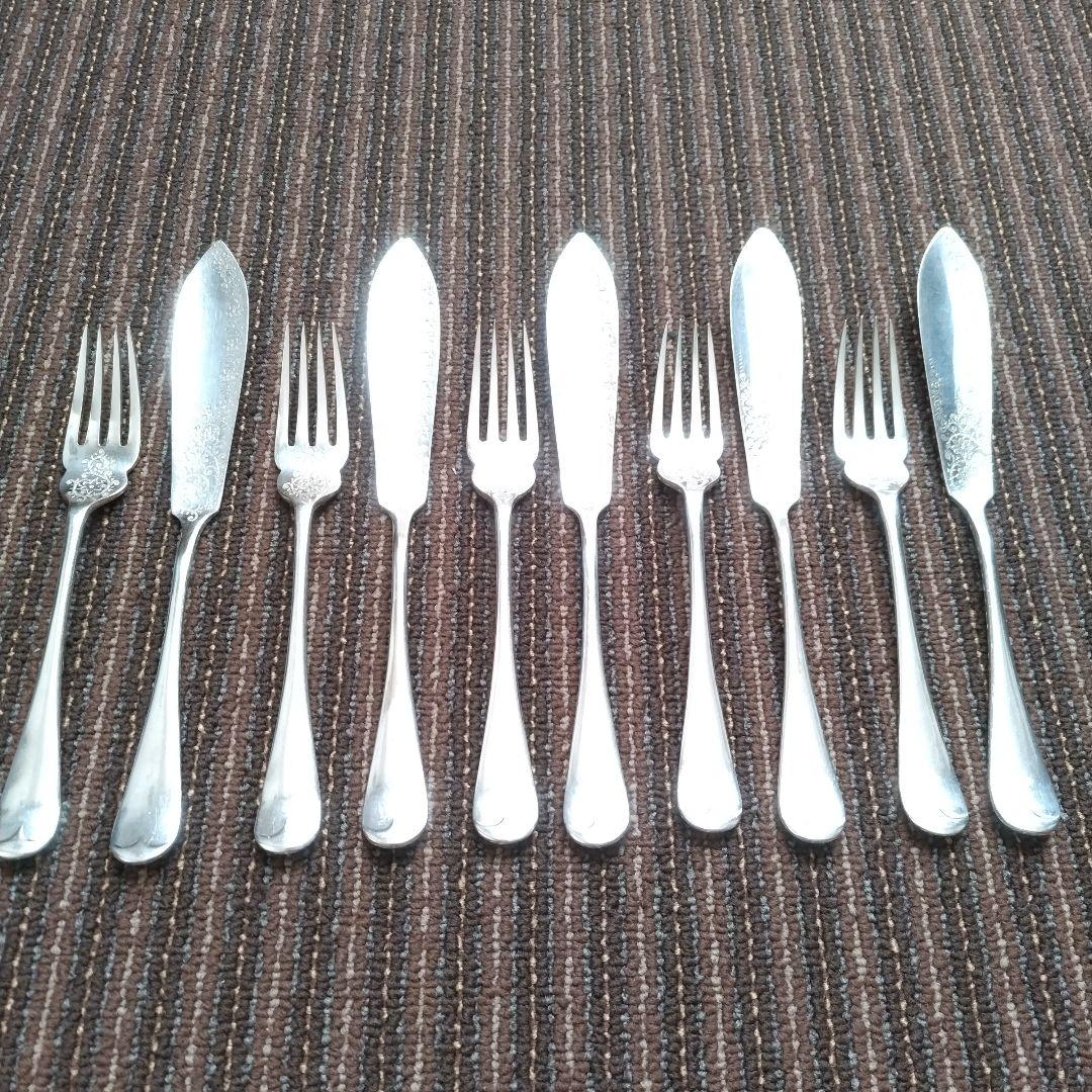 イギリス　JD&S　シルバープレート／銀メッキ　ナイフ＆フォーク　５組１０本