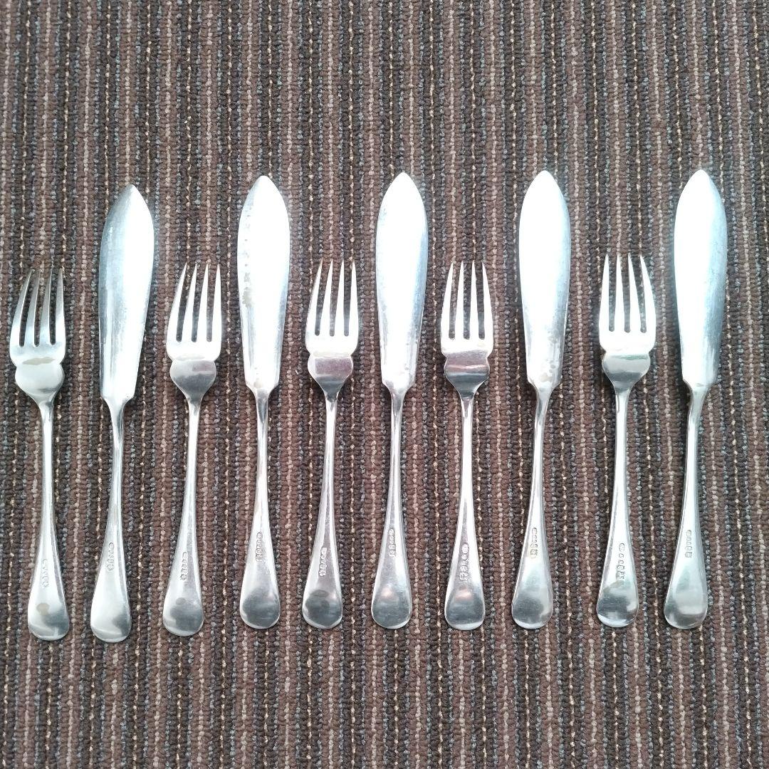 イギリス　JD&S　シルバープレート／銀メッキ　ナイフ＆フォーク　５組１０本
