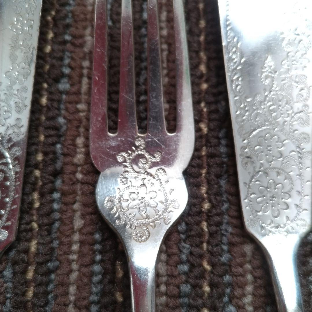 イギリス　JD&S　シルバープレート／銀メッキ　ナイフ＆フォーク　５組１０本