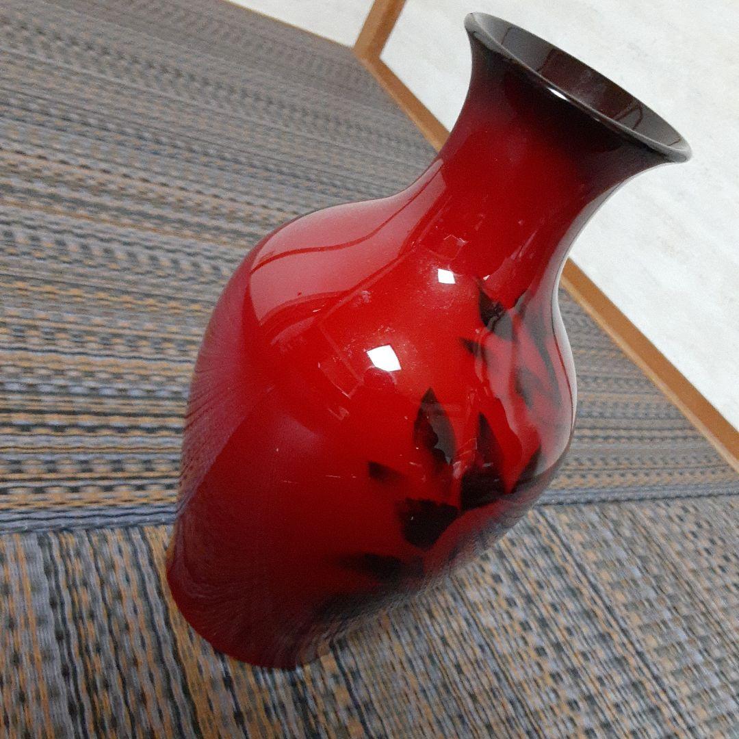 古い辰砂薔薇画ノリタケ花瓶/オールド昭和レトロ朱紅ボーンチャイナ/茶華道活花磁器