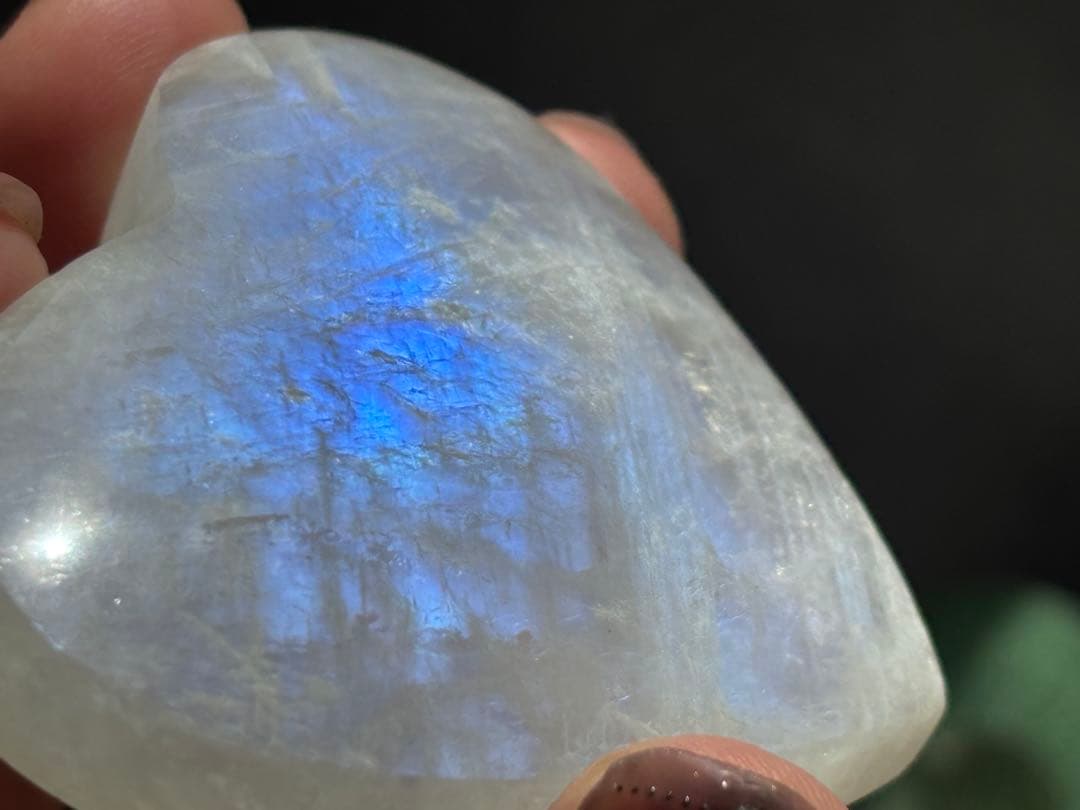 《透明感抜群♡高品質！ムーンストーン＊ハート×きらめくブルーフラッシュ》