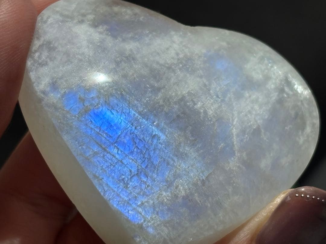 《透明感抜群♡高品質！ムーンストーン＊ハート×きらめくブルーフラッシュ》