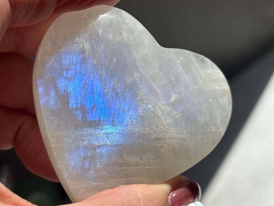 《透明感抜群♡高品質！ムーンストーン＊ハート×きらめくブルーフラッシュ》