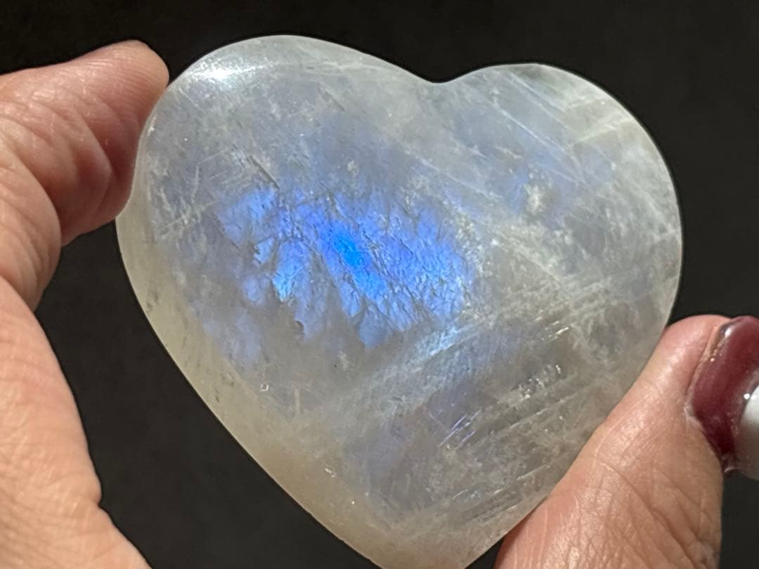 《透明感抜群♡高品質！ムーンストーン＊ハート×きらめくブルーフラッシュ》