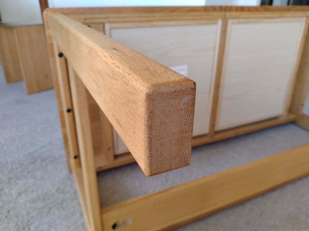 【訳あり美品】MUJI/無印良品 オーク無垢材デスク110cm引出足元棚付学習机