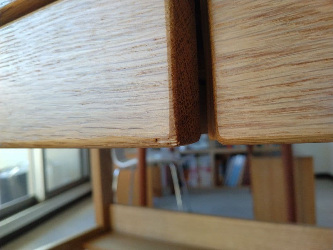 【訳あり美品】MUJI/無印良品 オーク無垢材デスク110cm引出足元棚付学習机