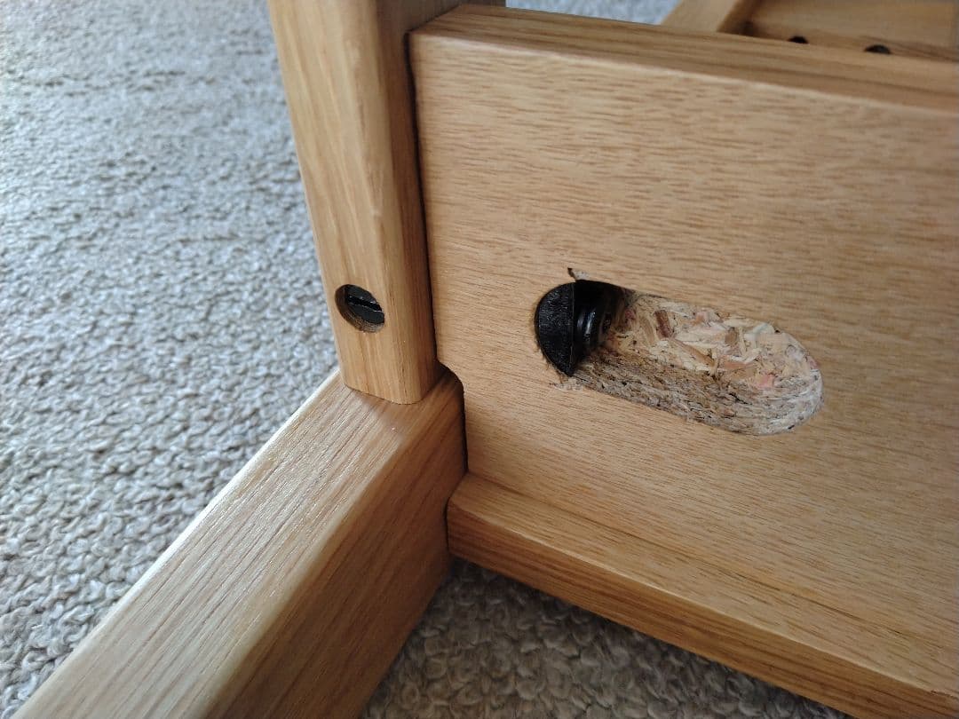 【訳あり美品】MUJI/無印良品 オーク無垢材デスク110cm引出足元棚付学習机