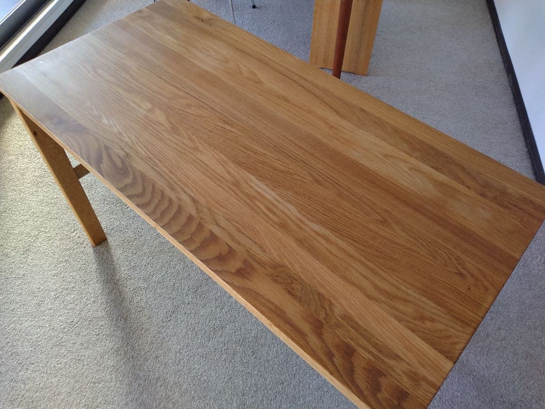 【訳あり美品】MUJI/無印良品 オーク無垢材デスク110cm引出足元棚付学習机