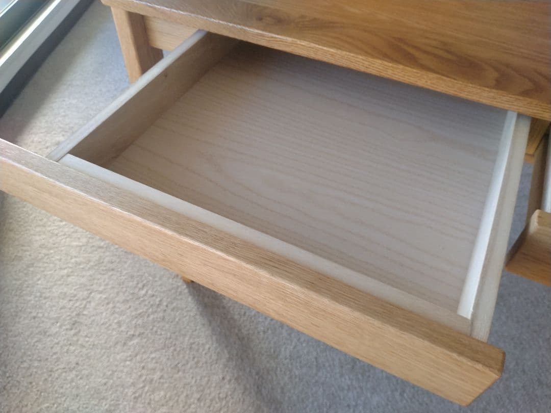 【訳あり美品】MUJI/無印良品 オーク無垢材デスク110cm引出足元棚付学習机