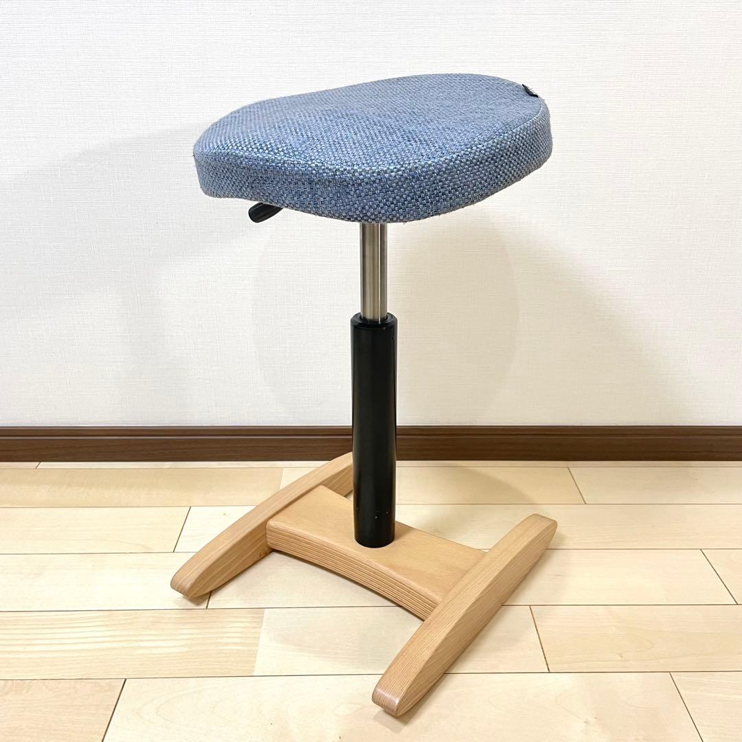 バランスラボ バランスチェア バランスシナジー 織柄ブルー 中古品