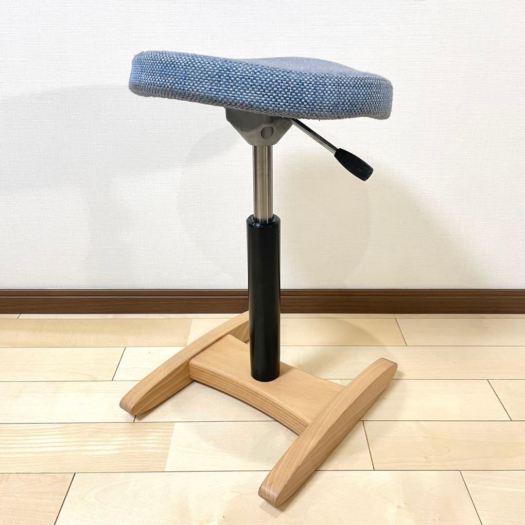 バランスラボ バランスチェア バランスシナジー 織柄ブルー 中古品