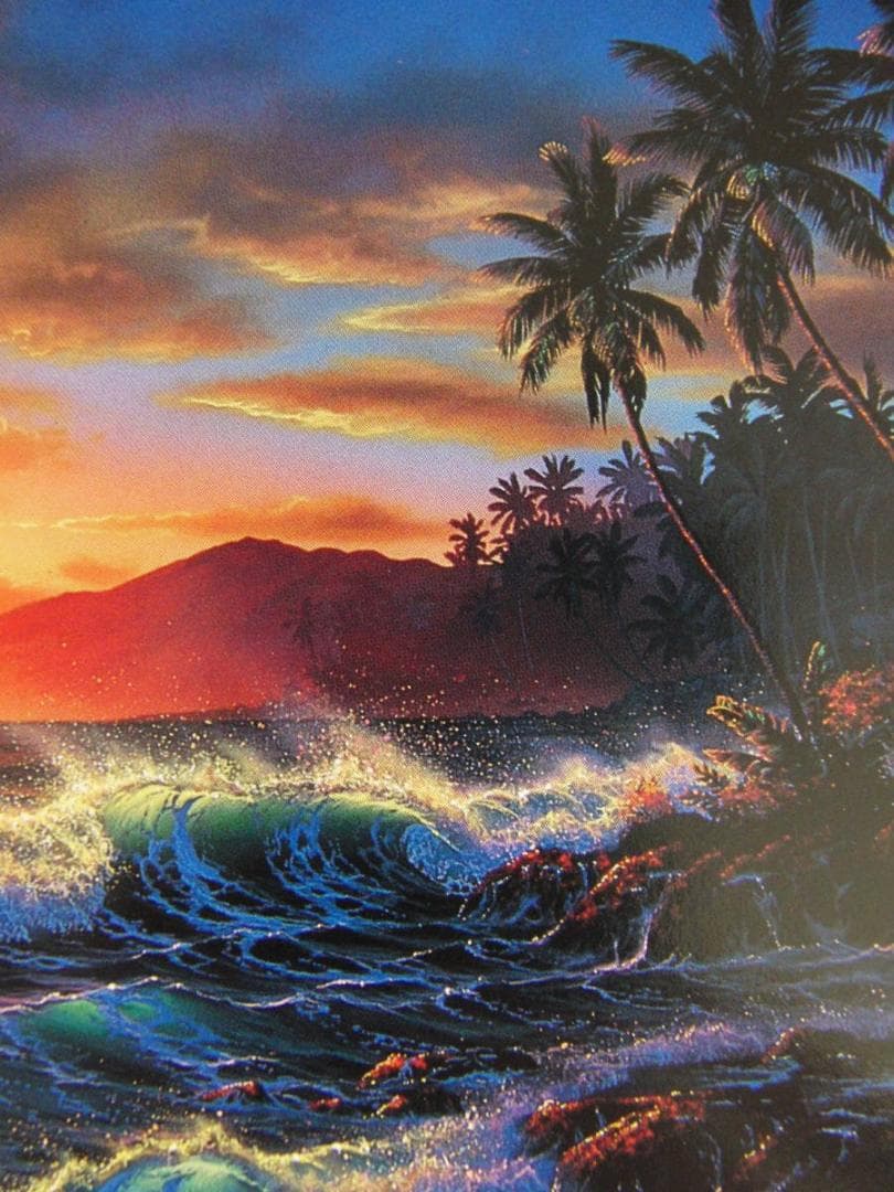 クリスチャン・ラッセン、【ハワイアン　ドーン】、希少な額装用画集より