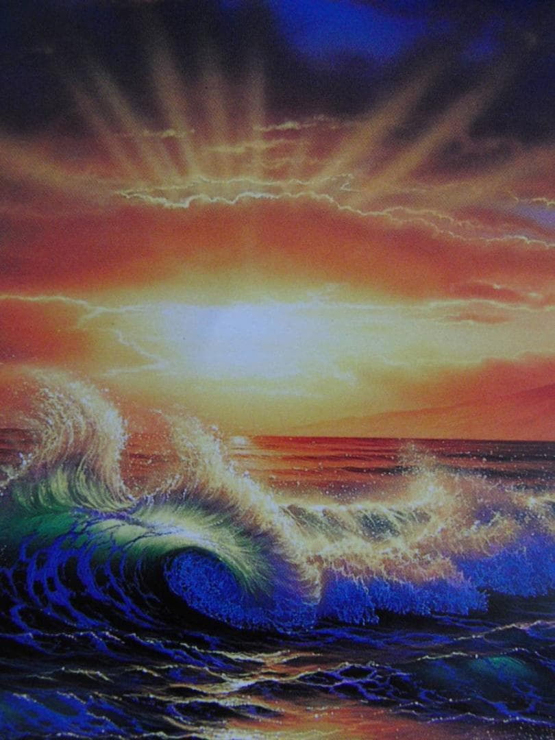 クリスチャン・ラッセン、【ハワイアン　ドーン】、希少な額装用画集より