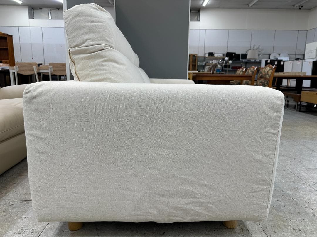 無印良品　2人掛けソファ　フェザーポケットコイル　ホワイト