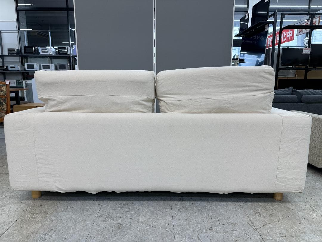 無印良品　2人掛けソファ　フェザーポケットコイル　ホワイト