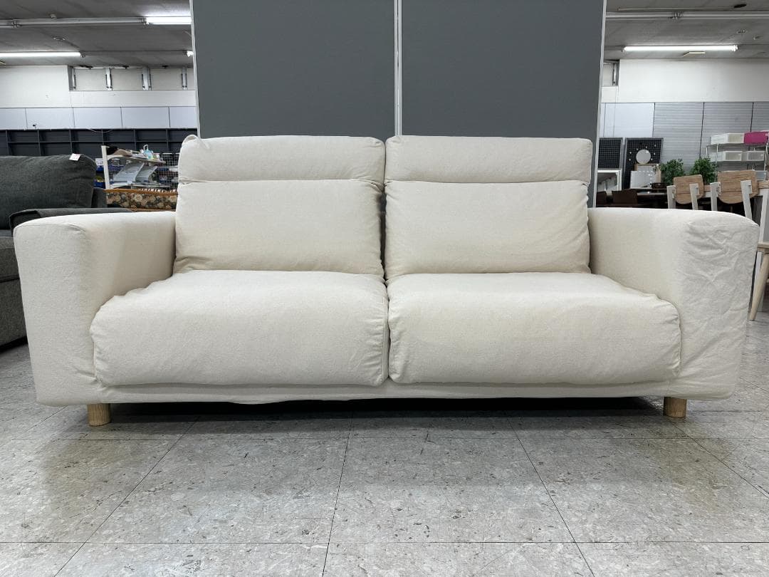 無印良品　2人掛けソファ　フェザーポケットコイル　ホワイト