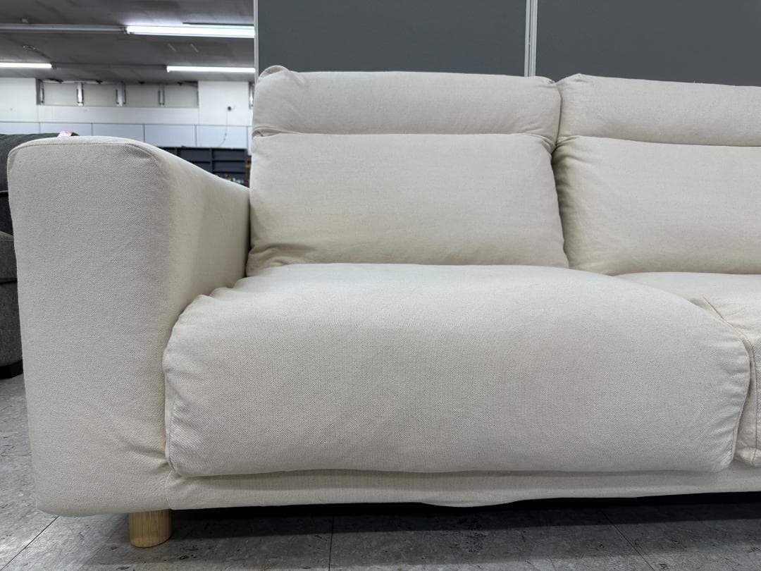 無印良品　2人掛けソファ　フェザーポケットコイル　ホワイト