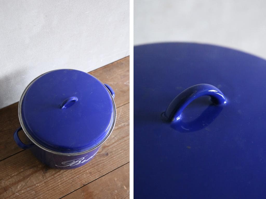 英国アンティーク琺瑯製ブレッド缶/ホーローキャニスター/米びつ(79-477)