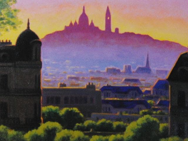 大森祥吾、【パリ残照（モンマルトル遠望）】、希少な大判額装用画集より