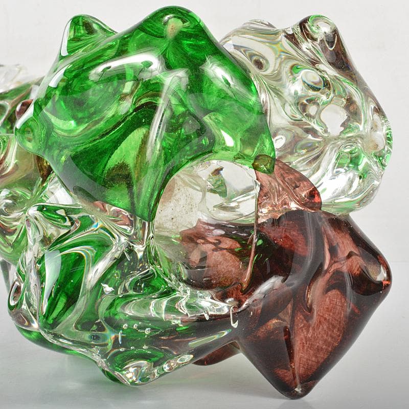 ガラス造形作家 イワタルリ 岩田瑠璃 ガラス器 花瓶 共箱 D R7497B