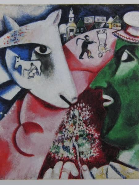 マルク・シャガール、私と村、希少な額装用画集より、美品、新品額装付