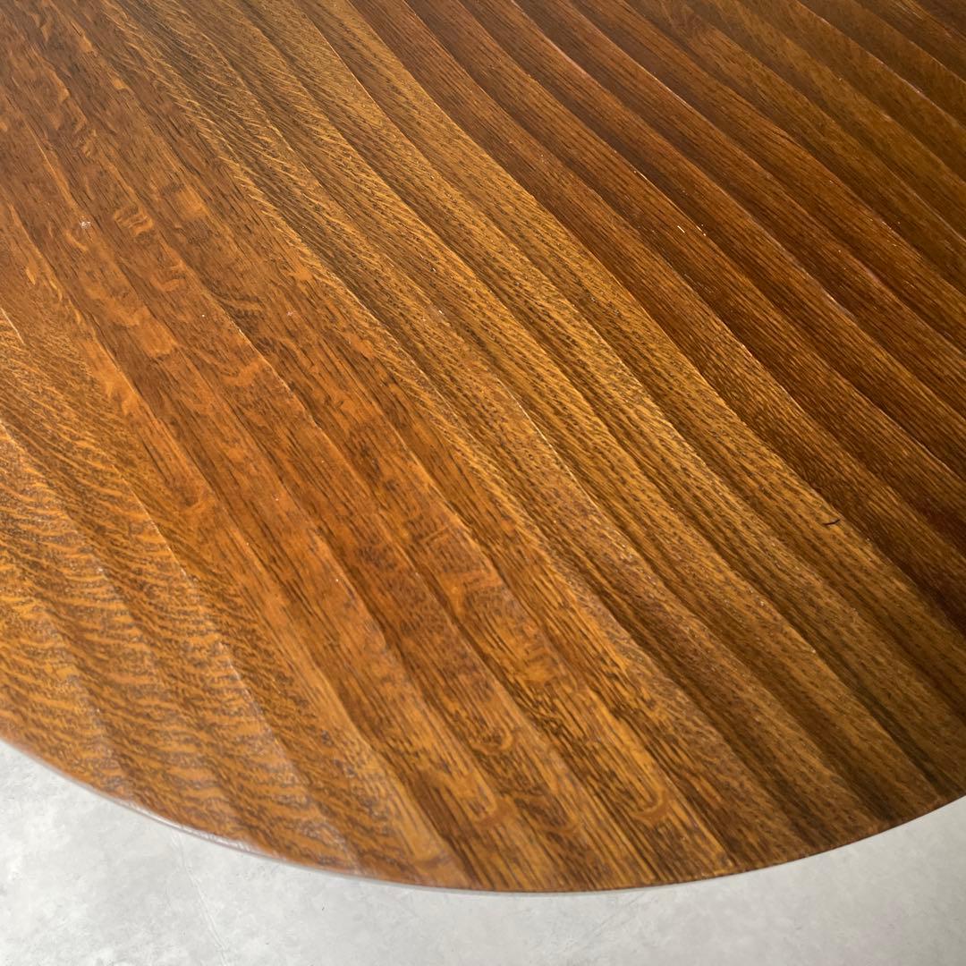 飛騨高山　高級家具　無垢材　円形　木製　ローテーブル ダークブラウン　円卓　座卓