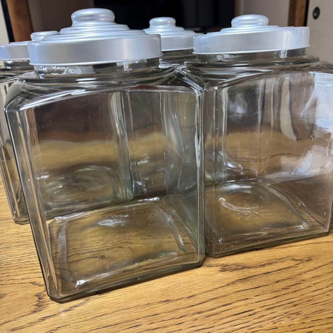 レトロ ガラス瓶 未使用品 アルミ蓋 アンティーク 駄菓子屋 4個セット