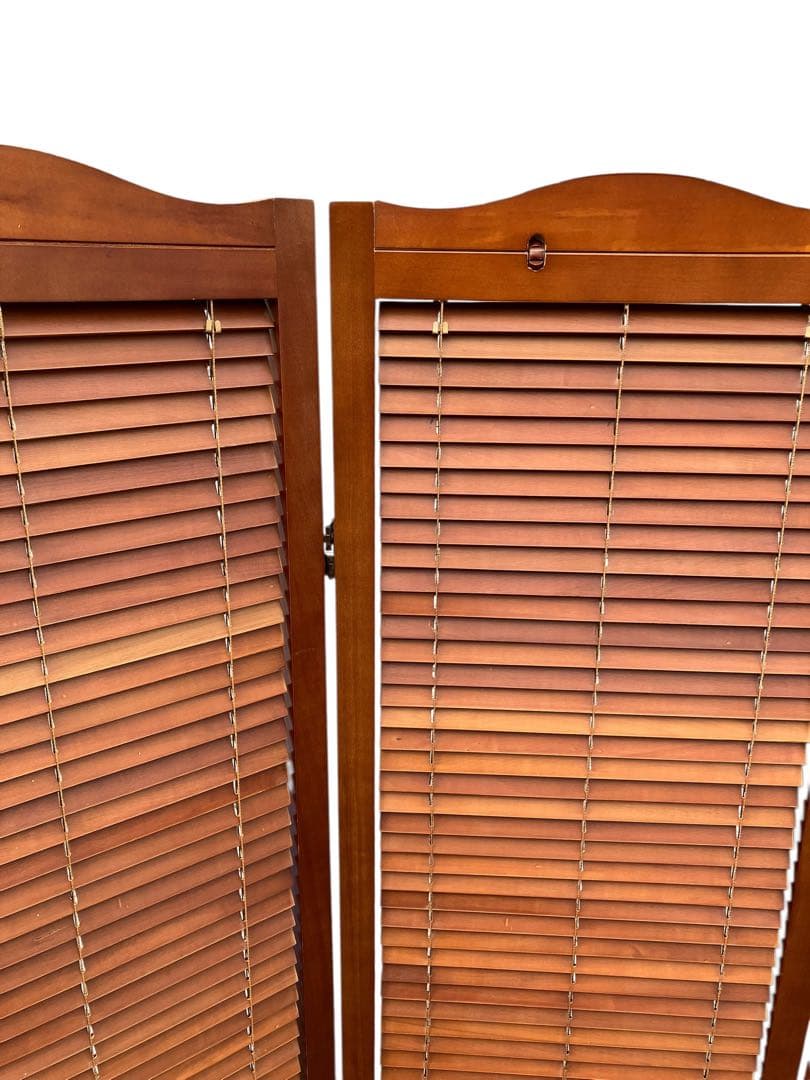 パーテーション ウッド 3連 ブラインド ルーバー 間仕切り 衝立 折りたたみ式