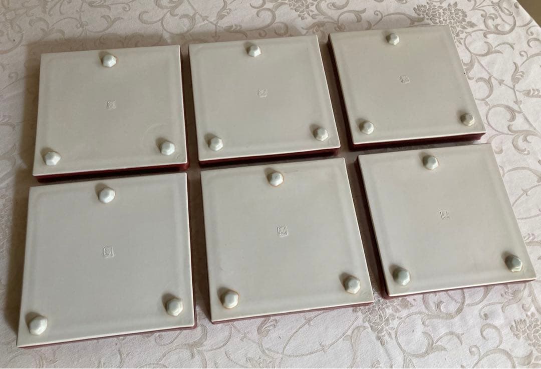 神農巌作 辰砂 角皿 6枚セット