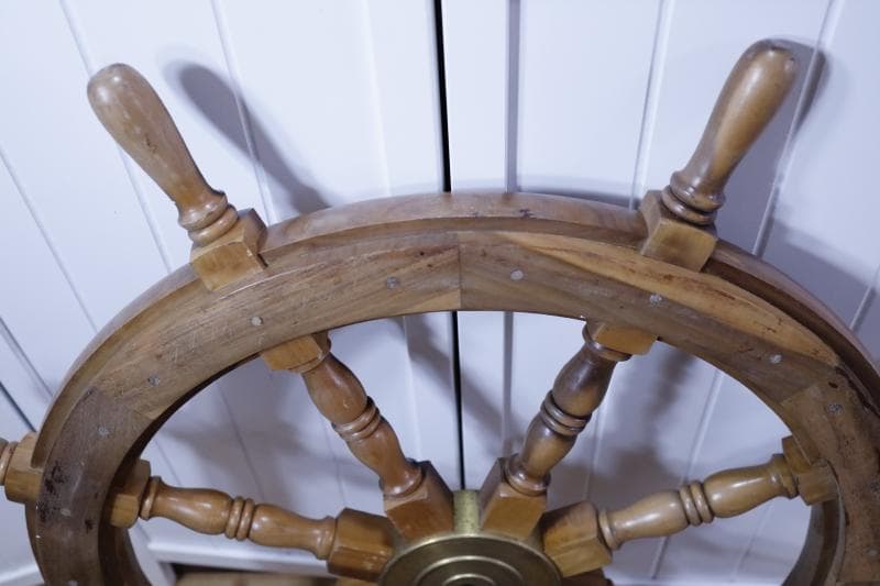 ◆船舵　大型 92㎝　インテリア　アンティーク　ビンテージ　①