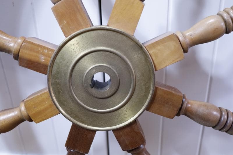 ◆船舵　大型 92㎝　インテリア　アンティーク　ビンテージ　①