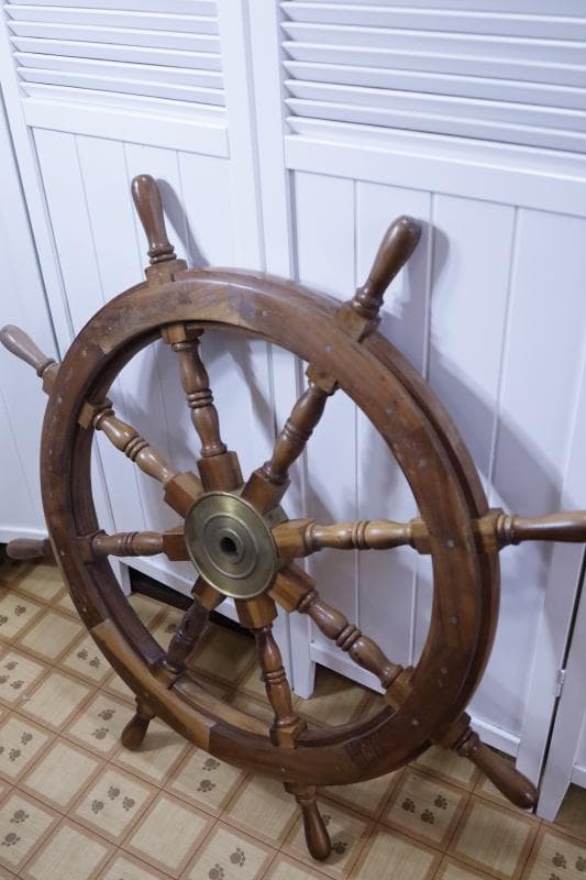 ◆船舵　大型 92㎝　インテリア　アンティーク　ビンテージ　①