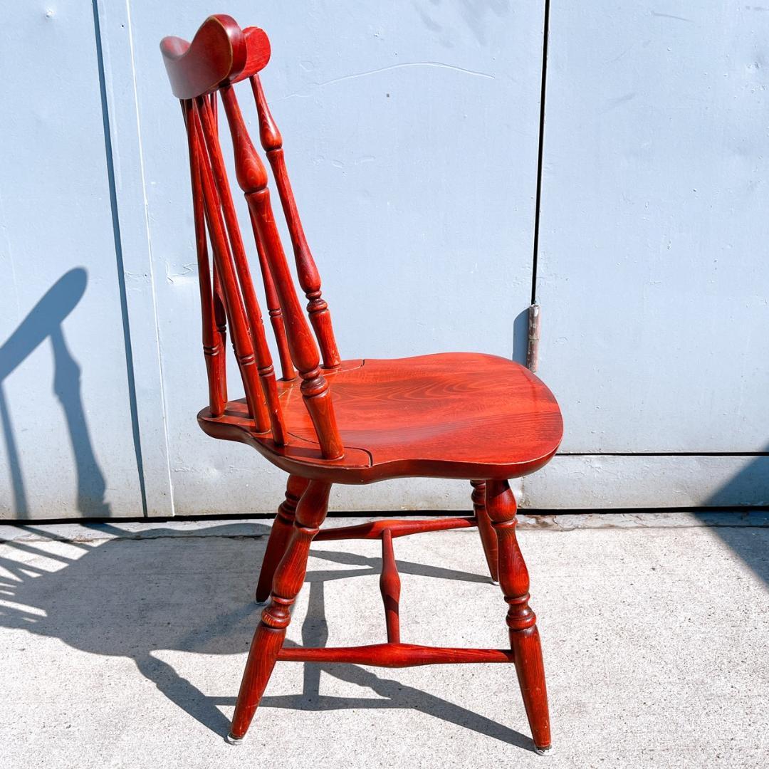 アンティーク② 飛騨産業 ウィンザーチェア ブナ キツツキ 無垢材 赤