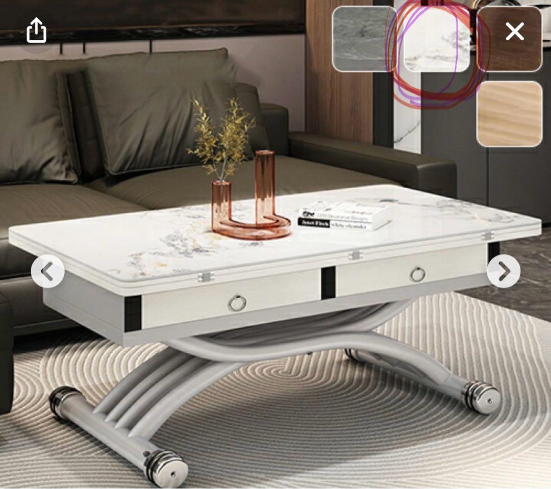 5万円強の新品未使用◆大理石セラミック昇降テーブル3年保証付き