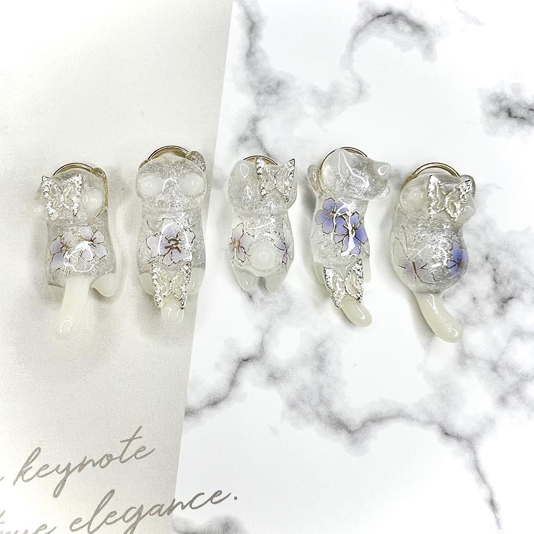 リクエスト専用　キラキラ猫ちゃん　お魚　猫　5個セット