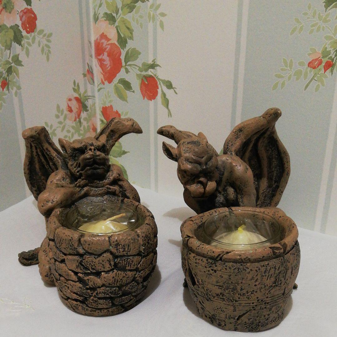 ガーゴイル キャンドル ホルダー2個セット