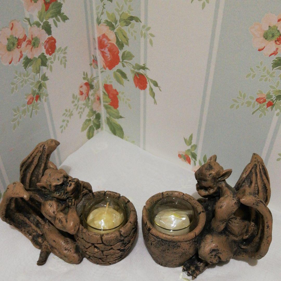 ガーゴイル キャンドル ホルダー2個セット