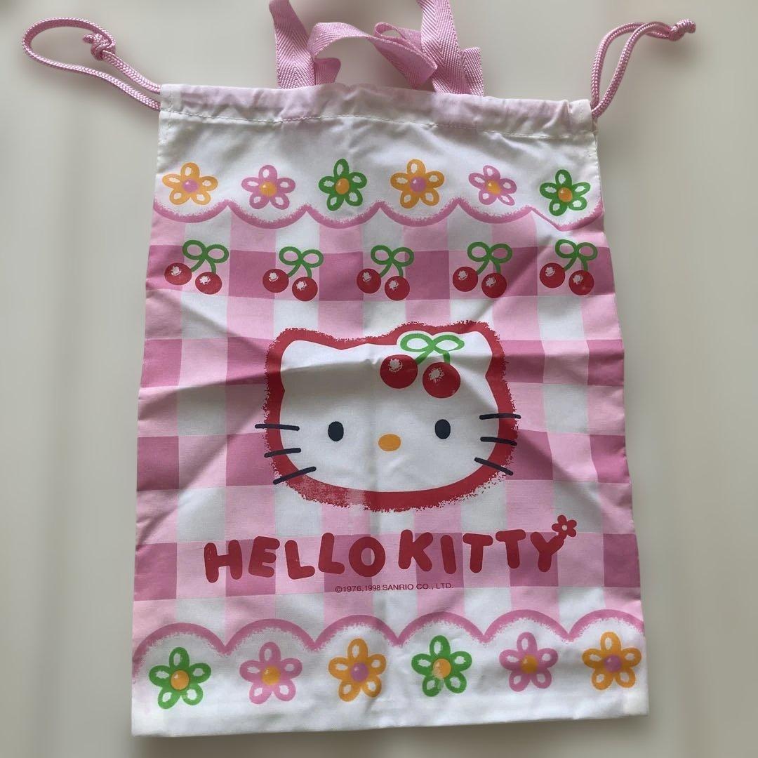 ハローキティ さくらんぼ 1998年代 レトロ ナイロン生地 巾着 - メルカリ