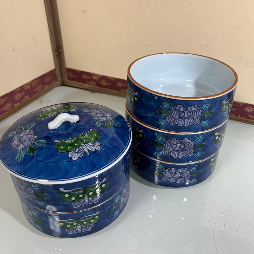 源右衛門　染錦花蝶紋　五段重（G）