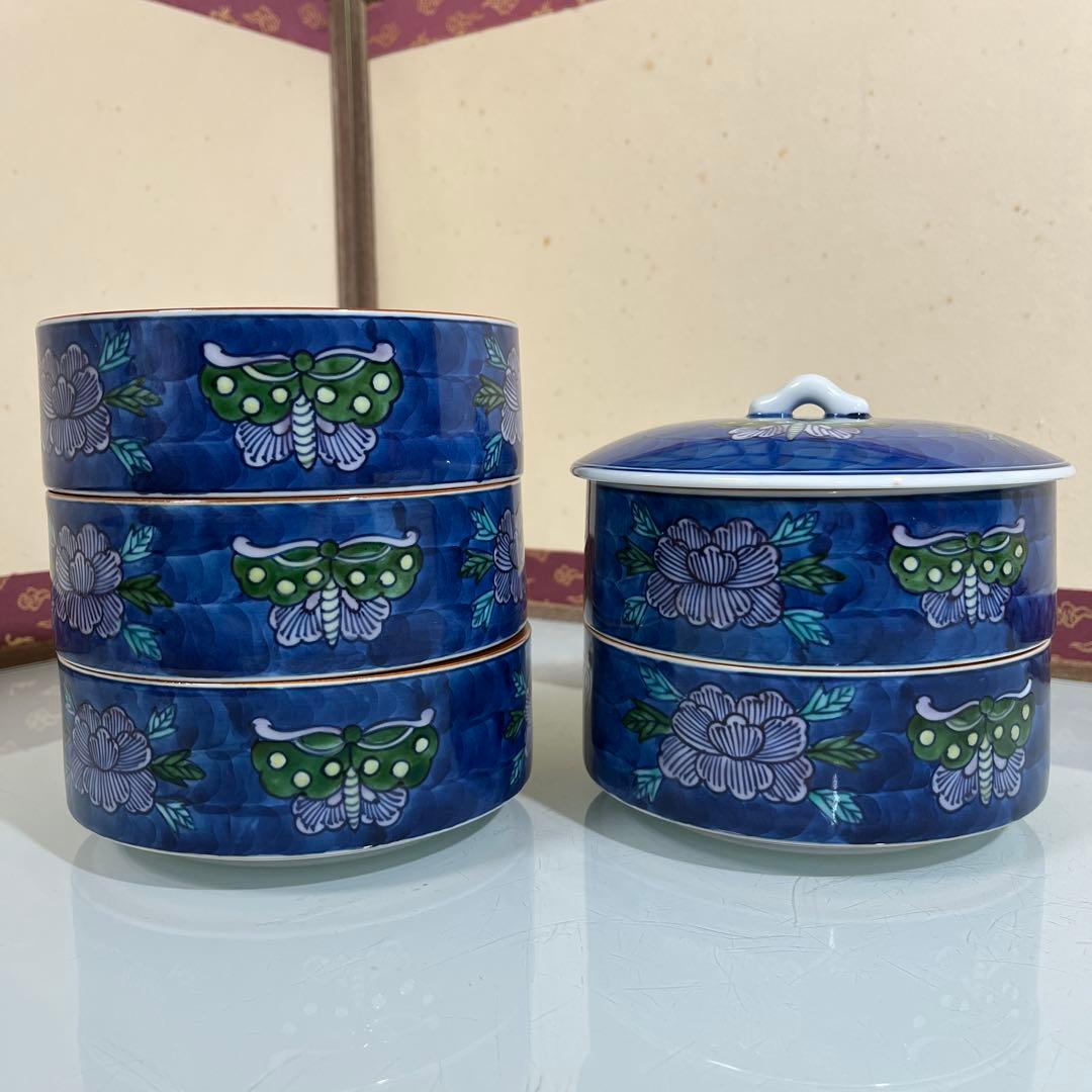 源右衛門　染錦花蝶紋　五段重（G）