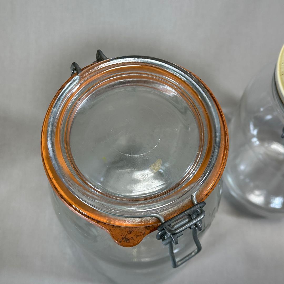 ガラスキャニスター　ガラス製菓子瓶 5点セット◇菓子瓶　レトロ　当時物　古道具