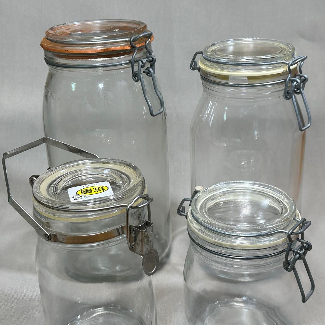 ガラスキャニスター　ガラス製菓子瓶 5点セット◇菓子瓶　レトロ　当時物　古道具