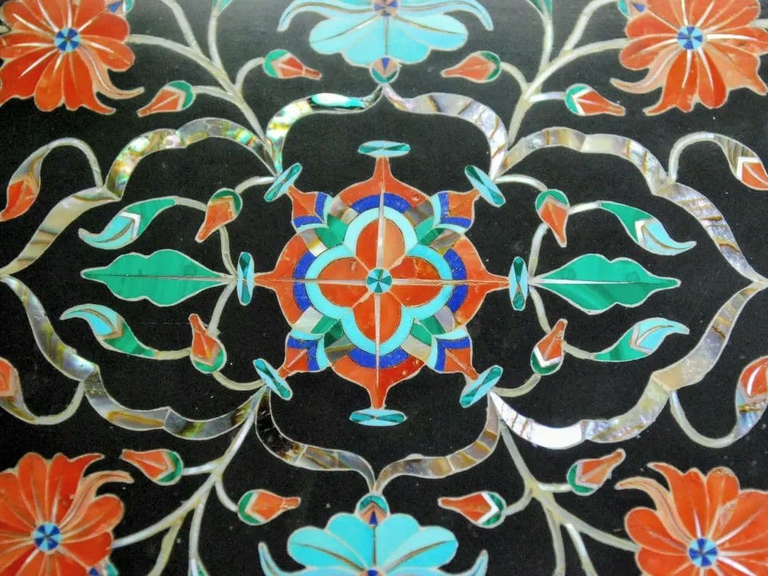 黒大理石　象嵌　トレー　black marble inlay tray