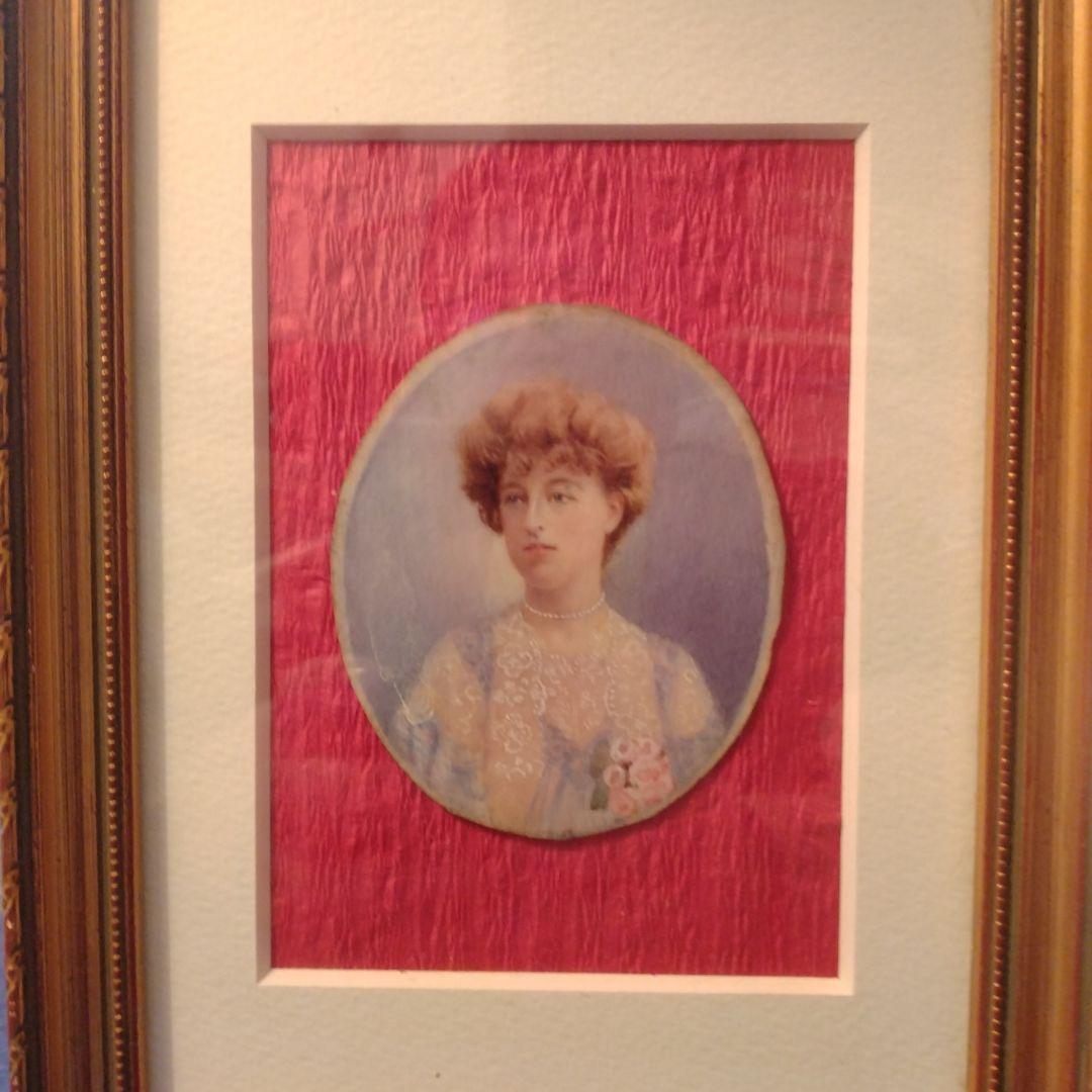 最終お値下げ　ミニアチュール　婦人　肉筆　天然素材