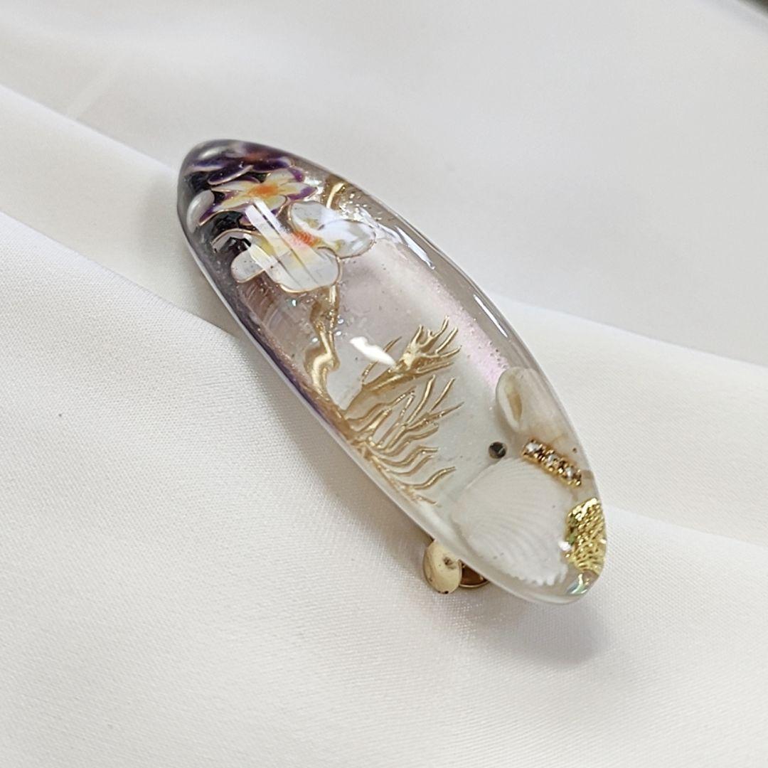 【No.137】プルメリア・シェル  レジン໒꒱·̩͙  バレッタ